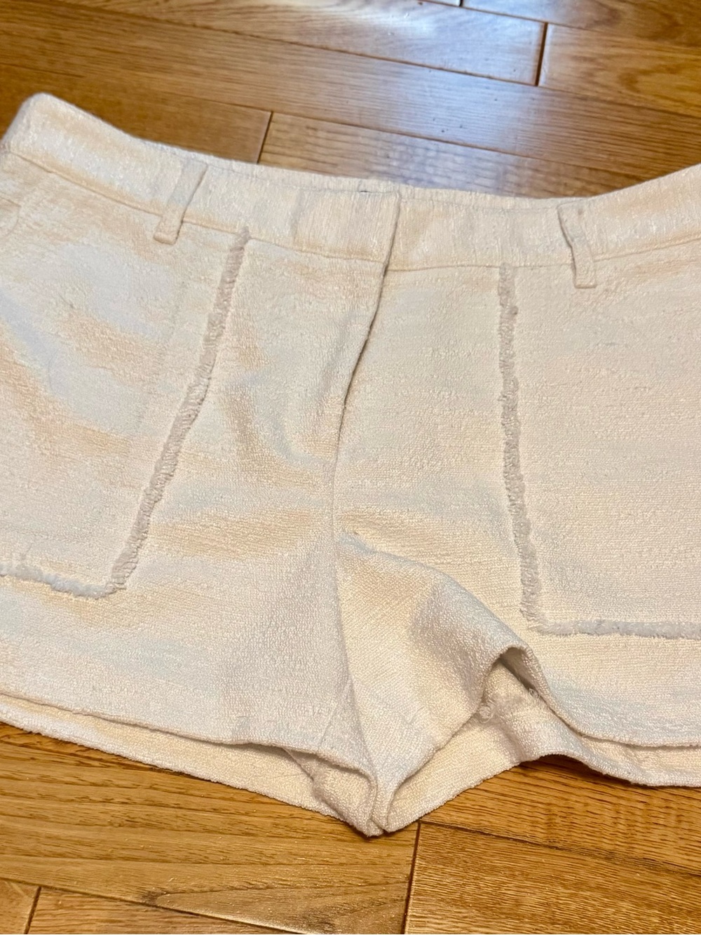 Ann Taylor Cream Tweed High-Rise Pocket Shorts